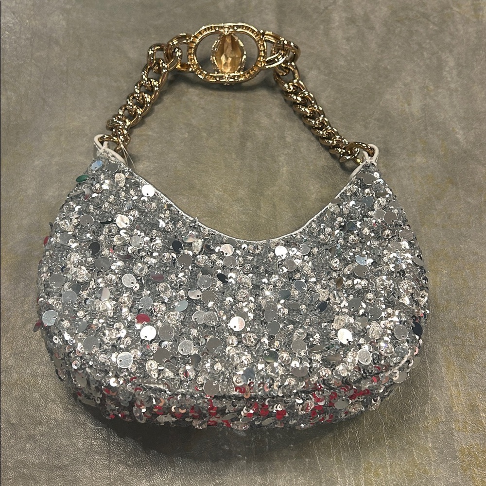 KURT GEIGER LONDON small Chelsea sequin chain-strap shoulder bag - Picture 3 of 7